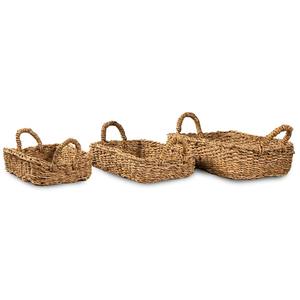 Cesta de frutas tejida de junco marino con asas, cesta de almacenamiento hecha a mano, venta al por mayor, ecológica, hecha en Vietnam - Product Image 5