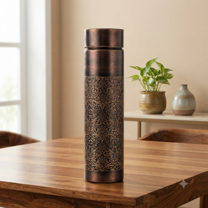 Pure <b>Copper</b> <b>Water</b> <b>Bottle</b> Wholesale Manufacturer | Black Engraved <b>Copper</b> <b>Bottle</b> for Drinking <b>Water</b> | Custom Logo & OEM - Product Image 2