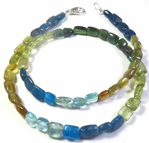 Collier en apatite naturelle multicolore de 16 pouces, provenant du Brésil, 6-8 mm, poli, baguette, percé au centre - Product Image 2