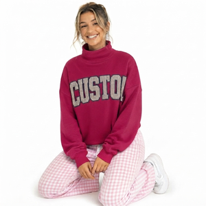 Sweat-shirt oversize à col montant pour femme en molleton de coton brossé épais, vêtement de style premium - Product Image 1