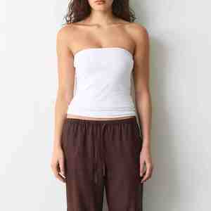 ชุดออกกำลังกายผู้หญิง เสื้อครอปท็อปแบบสายเดี่ยว กางเกงขาสั้นเอวสูงทรงหลวมเข้ารูป ชุดโยคะ เสื้อกล้ามไม่มีแขน ผ้าเจอร์ซีย์คอตตอน 100% - Product Image 5