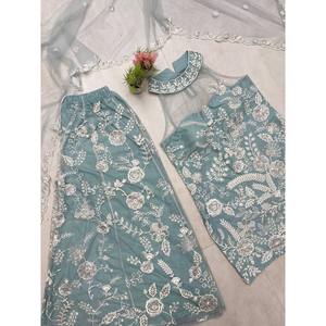 Conjunto elegante de fiesta para mujer con hermosa parte superior Dupatta y Plazzo - Product Image 4