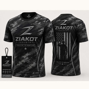 เสื้อยืดลายพรางสีดำ-เทาเหล็ก รุ่น Salute To Service สำหรับอุตสาหกรรมขายส่งเสื้อผ้า Ziakot แบบสั่งทำพิเศษ - Product Image 1