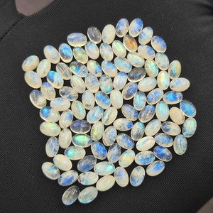 Natural <b>Rainbow</b> Moonstone Blue Flash Fire Oval Shape All Size available for your jewelry making pendant ring bracelet earring - Product Image 2
