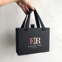 Boîte cadeau noire de luxe avec logo personnalisé et poignée pour extensions de cheveux, perruques, mèches de cheveux, emballage