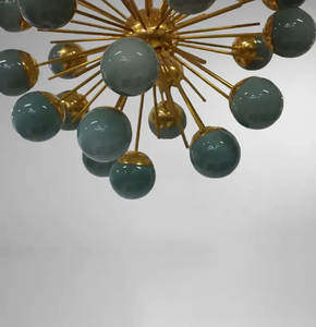 Lámpara de Techo Retro Sputnik de Latón con Bolas de Vidrio Verde, Lámpara Moderna de Latón para Hogar, Oficina, Sala de Estar - Product Image 4