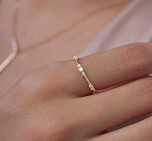 <b>Dainty</b> 14KT Gold Vintage Engagement Wedding Lab Diamond <b>Ring</b> Minimalist Jewelry Everyday Wear Gift Women Modern Elegant Design - Product Image 5