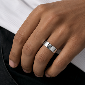 Bague géométrique pour homme en argent sterling 925 - Product Image 2