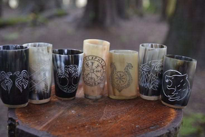 แก้วน้ำวัฒนธรรมไวกิ้งทำมือจากเขาควาย รักษ์โลก ทันสมัย ขนาดสั่งทำได้ สีธรรมชาติ - Product Image 2