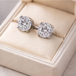 Zircon Trendy Women's <b>Stud</b> <b>Earrings</b> 925 <b>Silver</b> Rhodium Plated Round Certified Wedding Engagement Gift Party Jewelry - Product Image 6