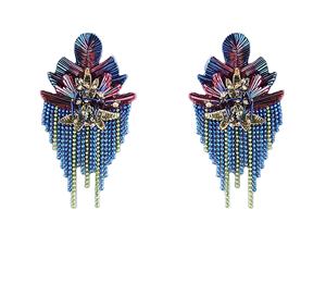 Boucles d'oreilles multicolores brodées à la main, personnalisées, multi-perles, bijoux de fête pour femmes, au meilleur prix, boucles d'oreilles à perles - Product Image 1