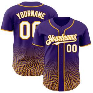 Maillot de baseball personnalisé violet et or Yourteams 00, impression sublimée, unisexe, adulte, manches courtes, respirant, vêtements de sport - Product Image 1