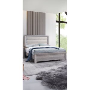 Letto Queen Size con Design Contemporaneo e Testiera Imbottita Trapuntata, Finitura Grigio Neutro Driftwood, 1 Pezzo - Product Image 2