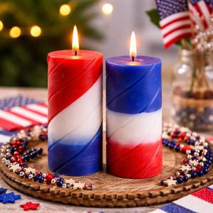 Vela Aromática Patriótica Americana Roja, Blanca y Azul para el 4 de Julio, Regalo Festivo del Día de la Independencia, Hecha a Mano con Cera de Soja de Color - Product Image 6