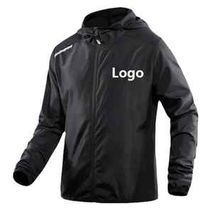 Nouvelle veste coupe-vent décontractée pour homme, style urbain, pour l'été, la course et la moto, avec col montant, à capuche, motif décoratif, taille XL, fermeture éclair - Product Image 3