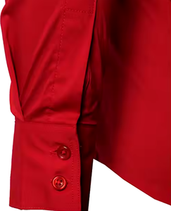<b>Men's</b> <b>Red</b> Solid Color <b>Long</b> <b>Sleeve</b> Italian Style Formal Dress <b>Shirt</b> Turn-down Collar 100% Cotton Poplin Fabric Spring Wear - Product Image 2