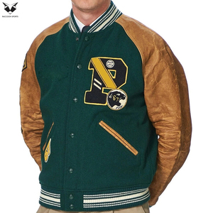 Chaqueta Varsity Personalizada al por Mayor de Alta Calidad para Hombre, Chaqueta de Béisbol con Parches Bordados, Mangas de Cuero y Lana - Product Image 5