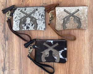 Offre Spéciale 2024 peau de vache Laser gravure femmes pochette à fermeture éclair cheveux occidentaux sur cuir véritable bracelet luxe polyvalent pochette - Product Image 2