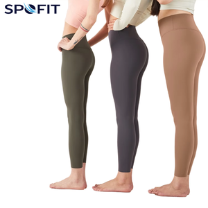Leggings de yoga pour femmes, sans couture, taille haute, longueur intégrale, en spandex/nylon respirant, pantalon de yoga uni, sport - Product Image 1