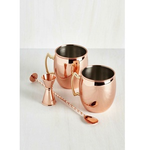 Juego de tazas de cobre con doble pared, tazas metálicas para fiestas de adultos, diseño moderno, color sólido, para beber agua y cócteles - Product Image 1