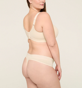 Ropa Interior Femenina Sexy de Talla Grande, Tanga de Nylon y Spandex Delgada, de Cintura Alta, Color Sólido, Transpirable, con Logotipo Bordado en la Cintura - Product Image 5