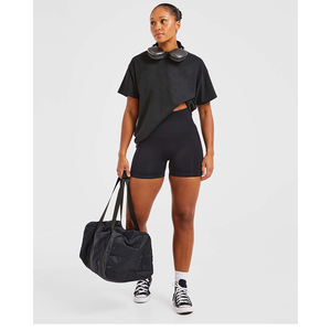 Nuevo Conjunto de 2 Piezas para Mujer, Cuello Redondo, Manga Corta, Corte Holgado, 100% Algodón, Color Sólido, Secado Rápido, Verano, Casual, Negro - Product Image 5