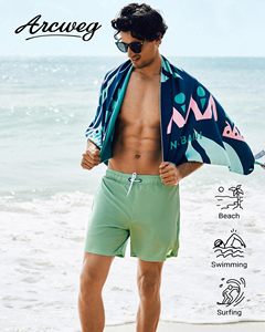 Shorts de bain pour hommes, couleur unie, avec doublure de compression, 2 en 1, respirants, séchage rapide, avec poche zippée - Product Image 4