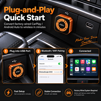 Adaptateur de voiture sans fil 4-en-1 en alliage d'aluminium, récepteur USB prenant en charge CarPlay, Android Auto, AirPlay et la mise en miroir d'écran Miracast