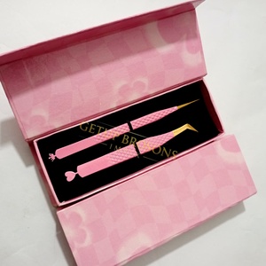แหนบต่อขนตาแบบตรง สีแดง/น้ำเงิน/ขาว โลหะ ปลายไฟเบอร์สีทอง ป้องกันแม่เหล็ก ป้องกันไฟฟ้าสถิตย์ ขนาด 10 มม. - Product Image 1