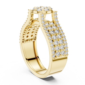 Diamante redondo cultivado en laboratorio TRENDY, con engaste pavé en oro amarillo de 18 quilates, para fiesta, compromiso, boda, regalo de San Valentín para mujer - Product Image 2