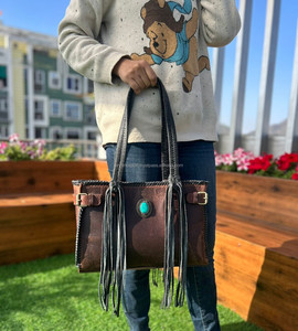New Real Handmade Genuine Cowhide <b>Leather</b> Fringe Tote Bags Hot Selling Shoulder Bags Stylish Luxury <b>Shopping</b> Bag for Women's Use - Product Image 3