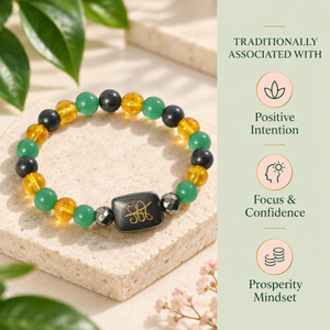 Pulsera de Cuentas de Ágata SOL SoulWise, Verde, Amarillo, Negro, Clásica, Unisex, Joyería de Regalo de Maharashtra, Chapada en Oro - Product Image 2