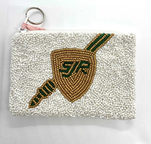 Porte-monnaie perlé avec fermeture éclair, fait main, Panthère Rose sur fond vert, style créatif unisexe - Product Image 6