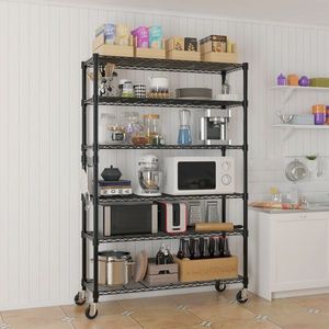 NSF-Certified 6-<b>Tier</b> Steel Wire <b>Shelving</b> with Wheels Disassembly and Free Assembly Garage Shelves - Product Image 3