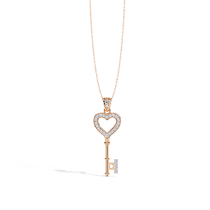 Colgante de moissanita con forma de llave de corazón romántico en plata 925 con baño de rodio, regalo de joyería para mujer - Product Image 2