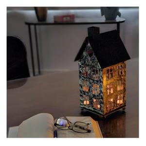 Portavelas de metal estilo casa de pueblo, el más vendido, con ventanas detalladas, estilo rústico de granja, para velas votivas - Product Image 3