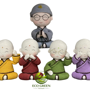 Figurine Bouddha en crochet artisanal vietnamien, poupée Amigurumi faite à la main pour la décoration des temples bouddhistes, cadeaux et souvenirs de méditation Sao - Product Image 1