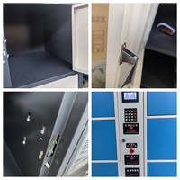 Casiers de stockage intelligents personnalisés en métal, 24 portes, casier à colis, système intelligent, acier, empreintes digitales, plage, supermarché, armoire