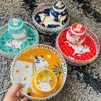 Alman Gümüşü Art Deco Pichwai Metal Tepsi Kavanoz Seti Düğün Hediyesi Diwali Ramazan Ev Dekoru Ev Isıtma Pooja Bebek Mevlidi Hint