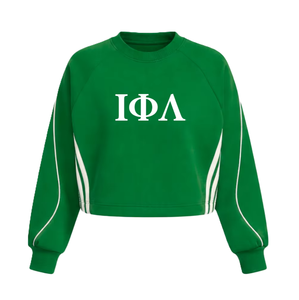 Sweat-shirt décontracté en coton pour femme Iota Phi Lambda Sorority, pull à col rond brodé en molleton tricoté - Product Image 1