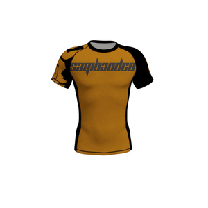 Camiseta de Entrenamiento de Manga Corta para Hombre Saqibandco, Ajustada, de Secado Rápido, de Poliéster, con Logotipo Frontal, para Artes Marciales Mixtas - Product Image 1