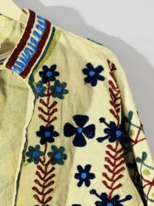 Vintage Embroidered Cotton <b>Jacket</b> With Floral Pattern <b>Mandarin</b> <b>Collar</b> Unisex Boho Style Open Stitch Shirt <b>Jacket</b> Spring Wear - Product Image 6