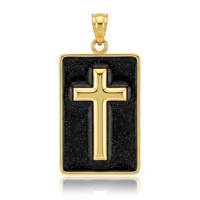Pendentif Croix Chrétienne en Alliage de Zinc Plaqué Or avec Zircon, Bijou Souvenir d'Église pour Enfants, Personnalisé, Mignon et Pas Cher