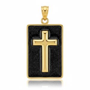 Bijoux souvenirs religieux pas chers, cadeaux personnalisés, petit pendentif croix en émail plaqué or. - Product Image 4