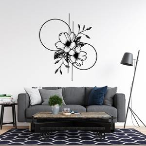 Décoration murale géométrique moderne en métal, motif floral, faite à la main, style minimaliste, idéale pour le salon, la chambre, le bureau et les espaces créatifs - Product Image 4