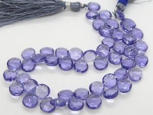 Cuentas sueltas de cristal facetado en forma de corazón de cuarzo azul iolita de 8 mm, hilo de 8 pulgadas para la fabricación de pendientes de lágrima y joyería - Product Image 1