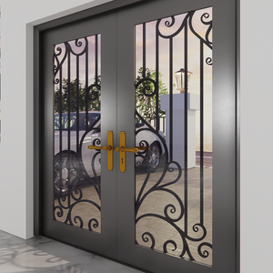 Porte d'entrée en fer forgé et acier de haute qualité, durable, étanche, sécurisée avec verre trempé pour usage commercial - Product Image 3