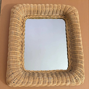 Premium <b>Square</b> Rattan <b>Mirror</b> Handcrafted Natural Fiber Frame Ideal For Living Room Bedroom Stylish Home Accent From India - Product Image 1