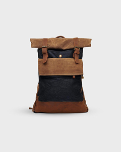 Sac à dos en toile et cuir véritable, résistant à l'eau, grande capacité, pour ordinateur portable, personnalisable, haute qualité, vente en gros, marque privée - Product Image 1