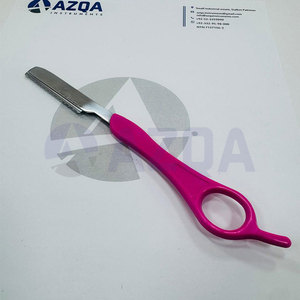 Navaja de acero inoxidable para dar forma al cabello con mango rosa brillante para corte y texturizado profesional en salones de belleza - Product Image 2